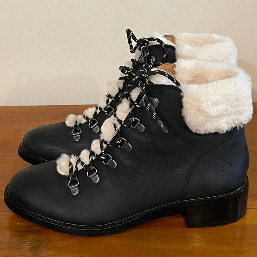 Patricia Nash Black Tie Luigi Boots with Faux Fur NWOT - Picture 2 of 11